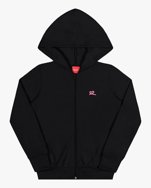 Jaqueta Básica Infantil Menina em Moletom Kely Kety - Preto