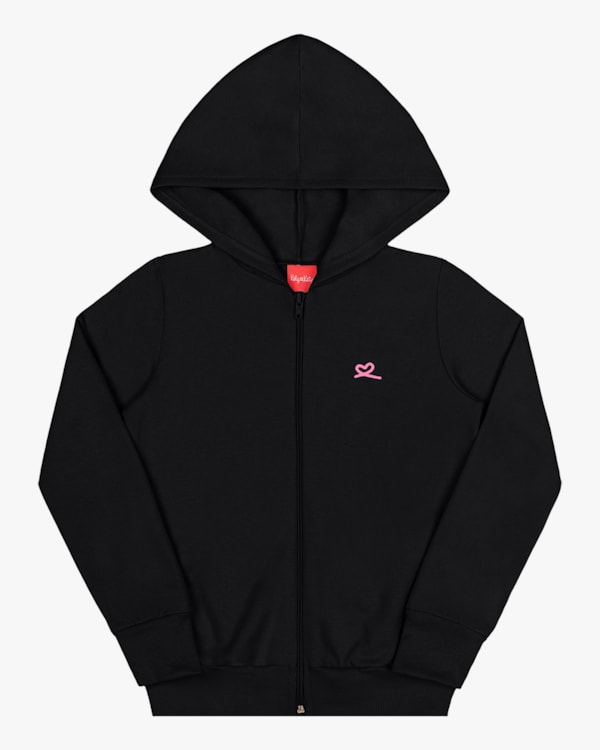 Jaqueta Básica Infantil Menina em Moletom Kely Kety - Preto