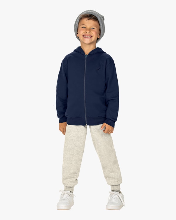 Jaqueta Básica Infantil Menino em Moletom com Capuz - ReiRex - Oxford
