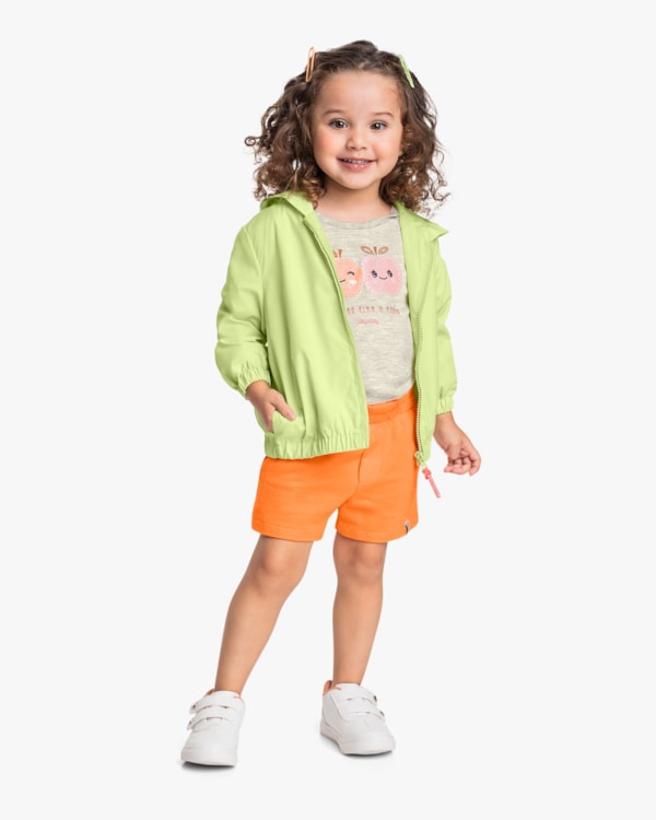 Jaqueta Corta Vento Infantil Menina com Capuz - Kely Kety - Matcha