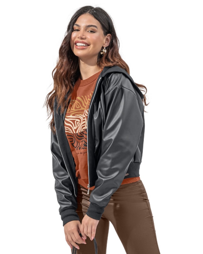 Jaqueta Feminina Cereja Rosa Couro Sintético-82d64dbc-8ba3-4f57-b83e-a99856d7b47a