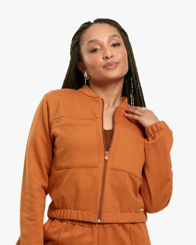 Jaqueta Feminina em Moletom com Bolso - Cereja Rosa - Inca-695995e4-ddd2-47b2-b223-cd10a41c3ccc