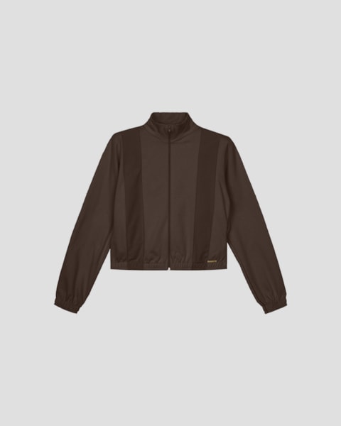 Jaqueta Feminina em Moletom com Recorte e Bolso - Cereja Rosa - Marrom