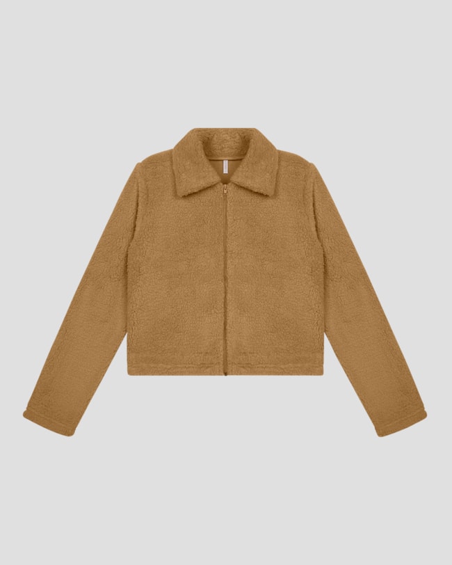 Jaqueta Feminina em Pelo Teddy - Cereja Rosa - Marrom-bf9f2fae-2b6b-4b8d-b200-38e39c81d04b