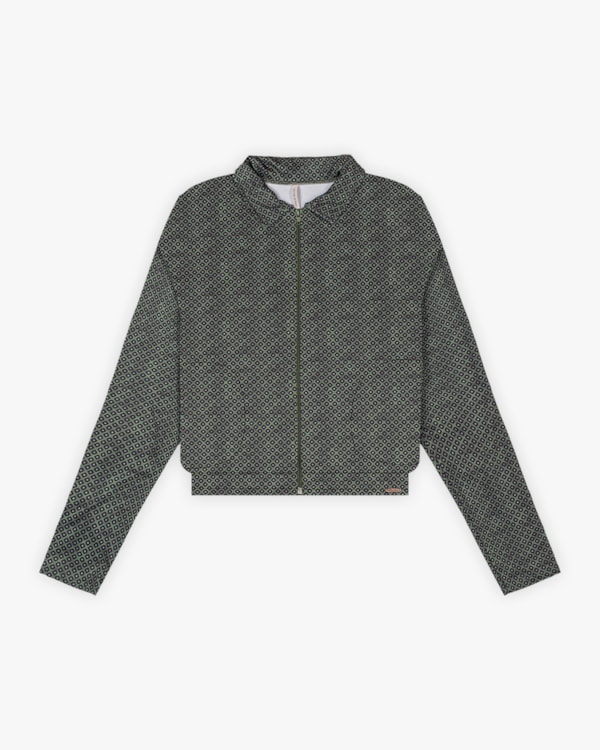 Jaqueta Feminina Estampada em Malha Felpada - Cereja Rosa - Army