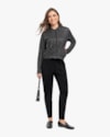 Jaqueta Feminina Estampada em Malha Felpada - Cereja Rosa - Preto-43efd91e-78d4-45ce-a1fb-7a1cd8b728b6