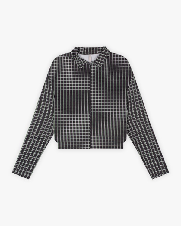 Jaqueta Feminina Estampada em Malha Felpada - Cereja Rosa - Preto