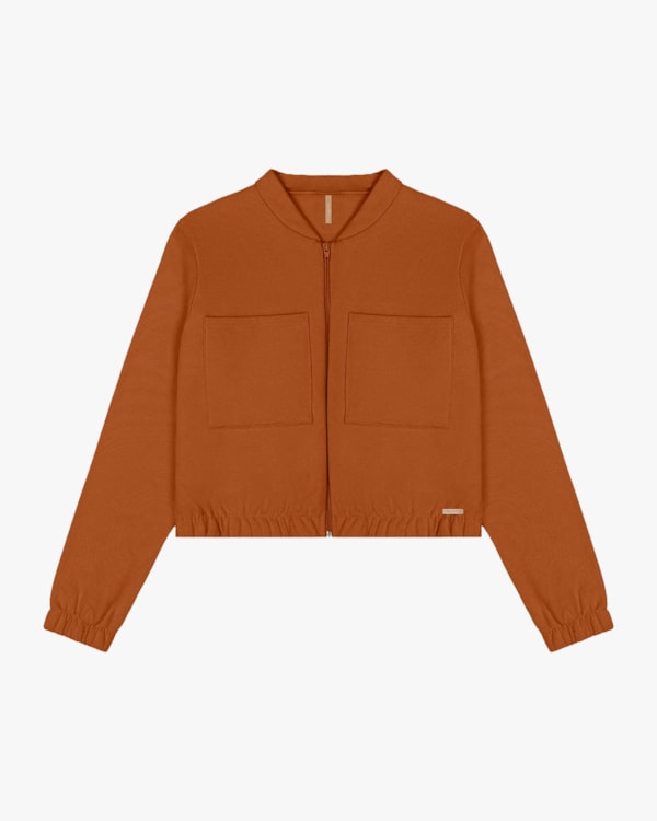 Jaqueta Feminina Plus Size em Moletom com Bolso - Cereja Rosa - Inca