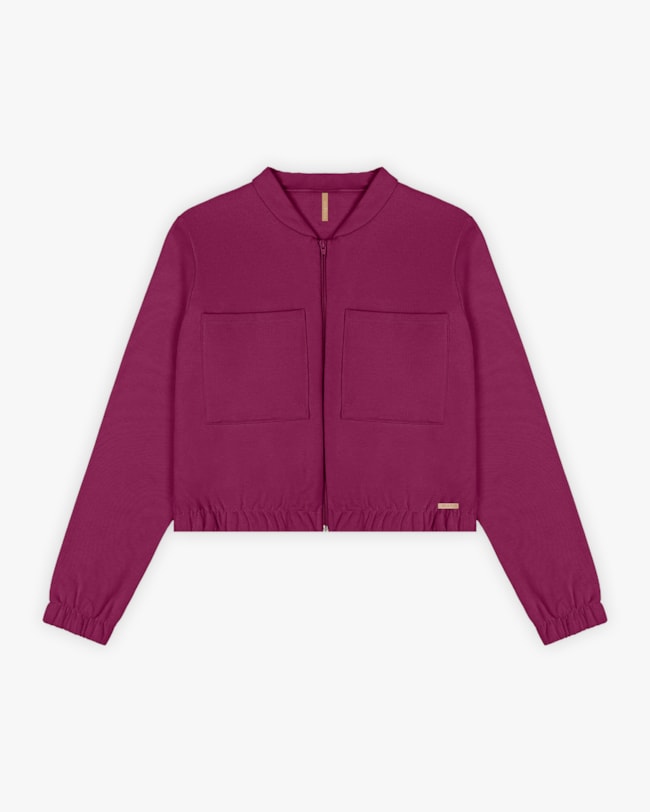 Jaqueta Feminina Plus Size em Moletom com Bolso - Cereja Rosa - Marsala-f363fa8b-591e-442a-8d51-245d1a864d92