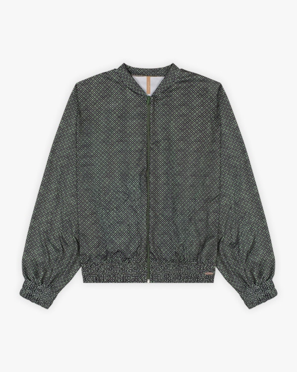 Jaqueta Feminina Plus Size Estampada em Malha Felpada - Cereja Rosa - Army