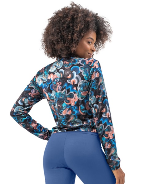 Jaqueta Fitness Estampada Feminina Cereja Rosa Zíper