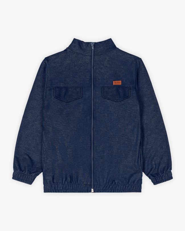 Jaqueta Infantil Menino com Bolso em Moletom Jeans - ReiRex - Azul-0442fc13-f509-417e-a882-410a7f5c2f22