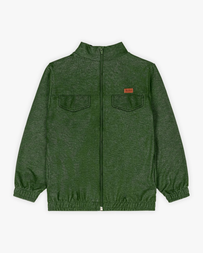 Jaqueta Infantil Menino com Bolso em Moletom Jeans - ReiRex - Verde-32158978-43e9-4123-9ee5-9d3db957305d