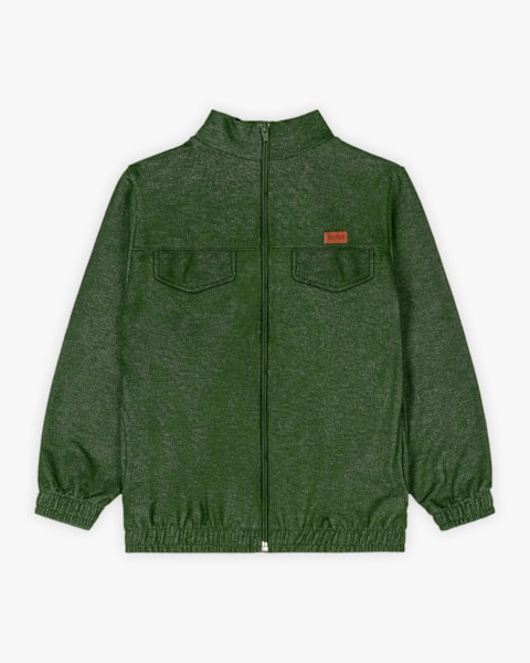 Jaqueta Infantil Menino com Bolso em Moletom Jeans - ReiRex - Verde