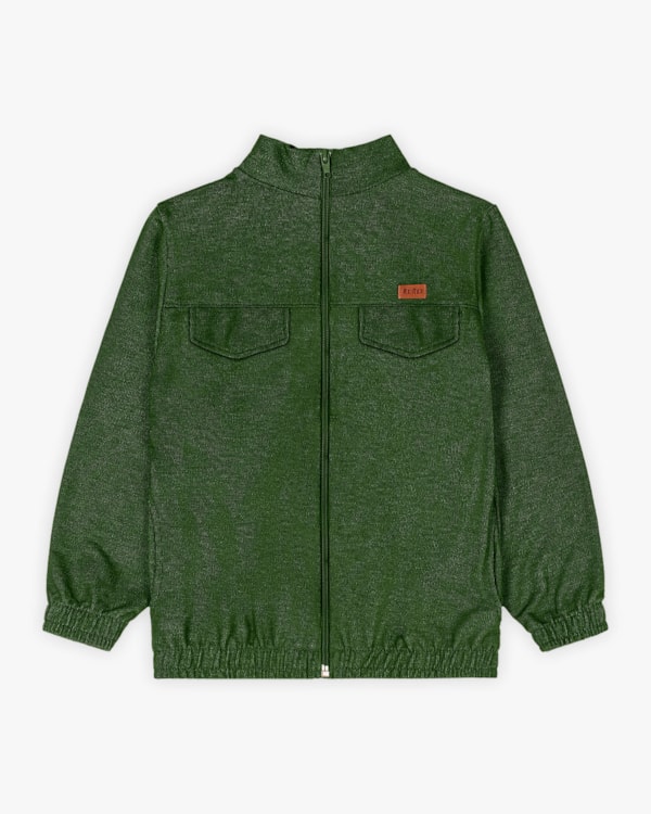 Jaqueta Infantil Menino com Bolso em Moletom Jeans - ReiRex - Verde