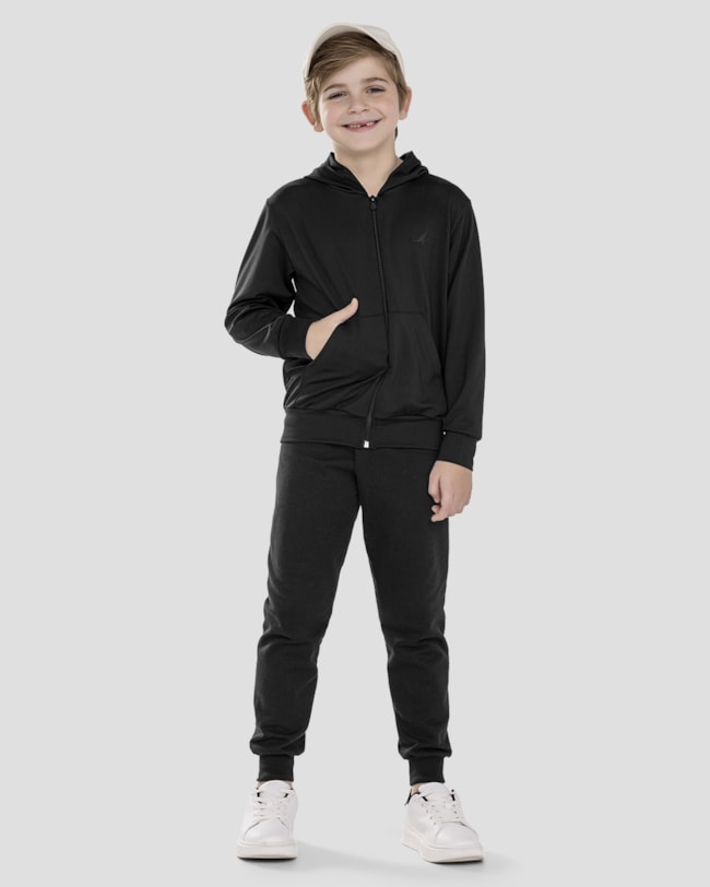 Jaqueta Infantil Menino em Malha Felpada com Capuz - ReiRex - Preto-2ef2369c-a867-4b9f-88b0-d4857c271afb