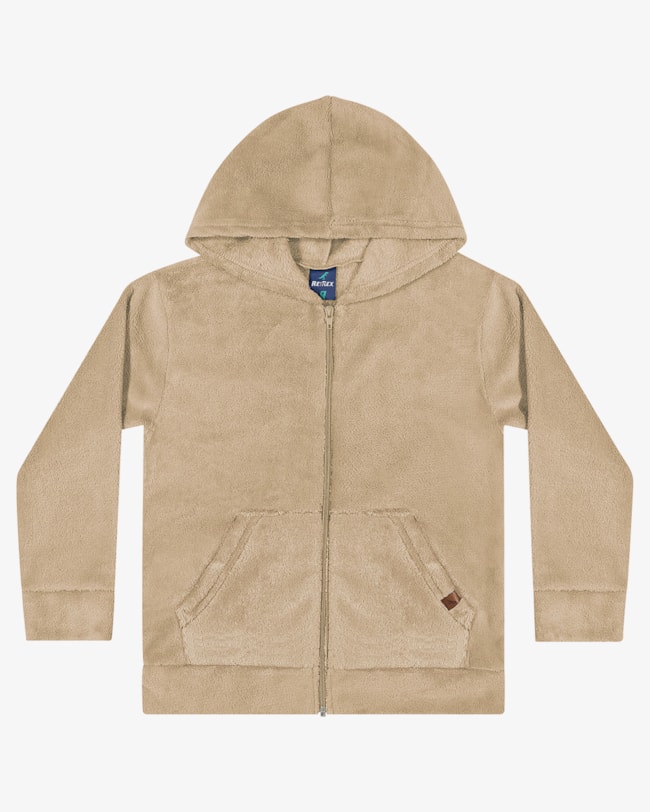 Jaqueta Infantil Menino em Malha Pelúcia ReiRex - Bege-40379059-13be-425e-a8f9-f85e0a68b2c9