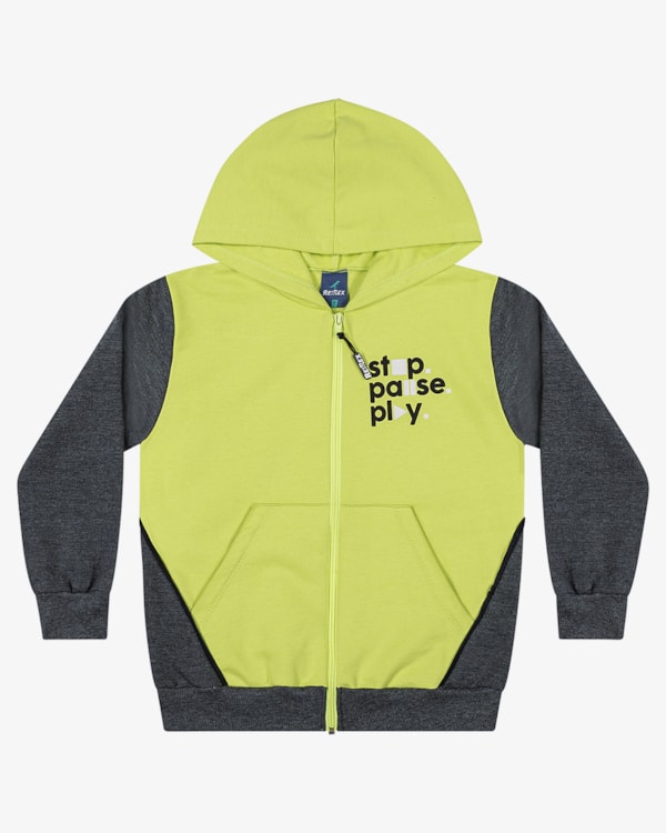Jaqueta Infantil Menino em Moletom com Capuz ReiRex - Verde