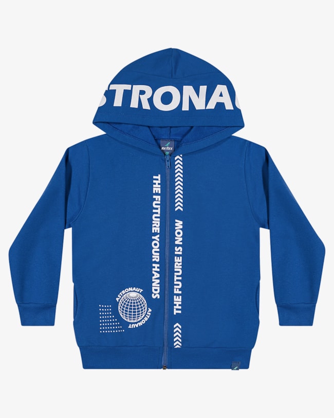 Jaqueta Infantil Menino em Moletom com Estampa ReiRex - Azul-60622976-beec-4f53-b40a-5d2ca94db38d
