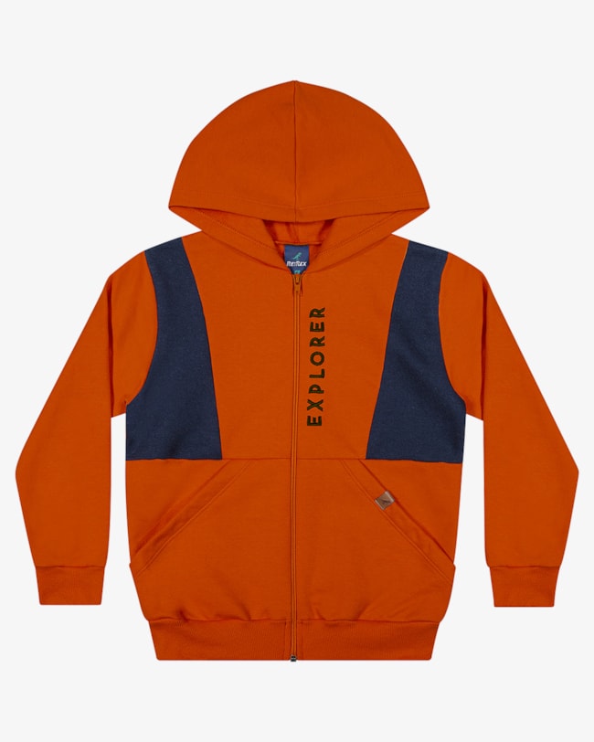 Jaqueta Infantil Menino em Moletom com Recortes ReiRex - Laranja-dff75eee-eef9-4371-861a-368324969489