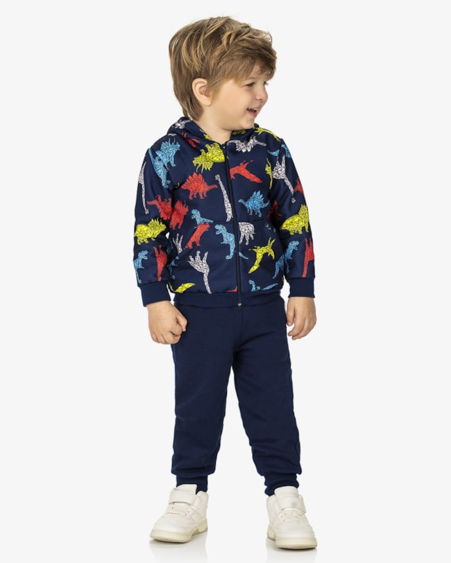 Jaqueta Infantil Menino em Moletom Estampado ReiRex -Azul-55ff0357-8d35-4ea8-83bb-748fc51822c5