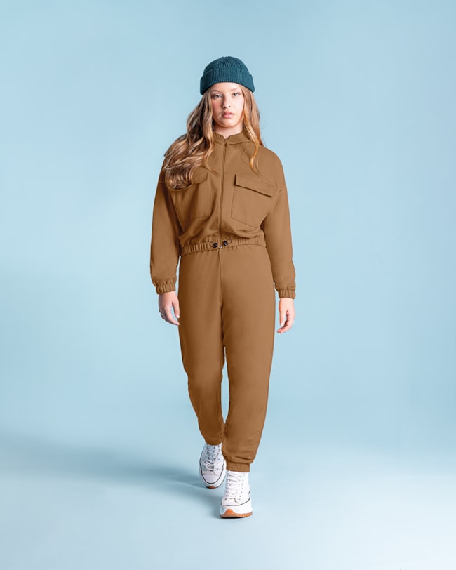 Jaqueta Juvenil Feminina com Capuz e Bolso Sobreposto - BaseD - Gengibre-269e00e5-803b-42b0-bd67-ee6aa77f449b