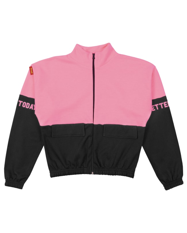 Jaqueta Juvenil Feminina com Recortes Contraste BaseD - Rosa Psy-e1c20dcb-7d94-4002-ada9-4e213cdab450