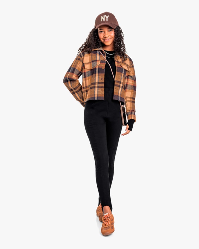Jaqueta Juvenil Feminina em Flanela Xadrez com Botões - BaseD - Teddy-8aad9546-0760-4e5a-af17-e69fa4870b4e