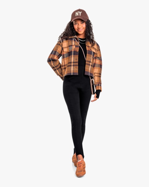 Jaqueta Juvenil Feminina em Flanela Xadrez com Botões - BaseD - Teddy