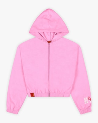 Jaqueta Juvenil Feminina em Moletom com Capuz - BaseD - Rosa