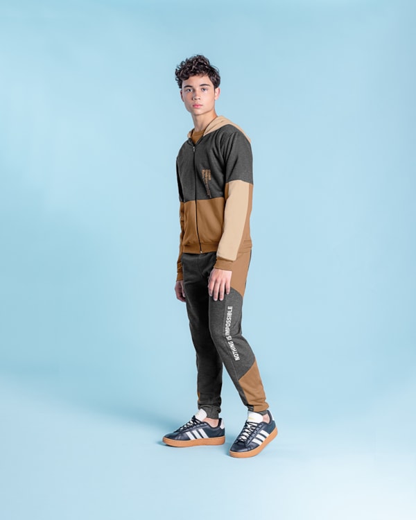 Jaqueta Juvenil Masculina com Recortes Contraste BaseD - Dark Mescla