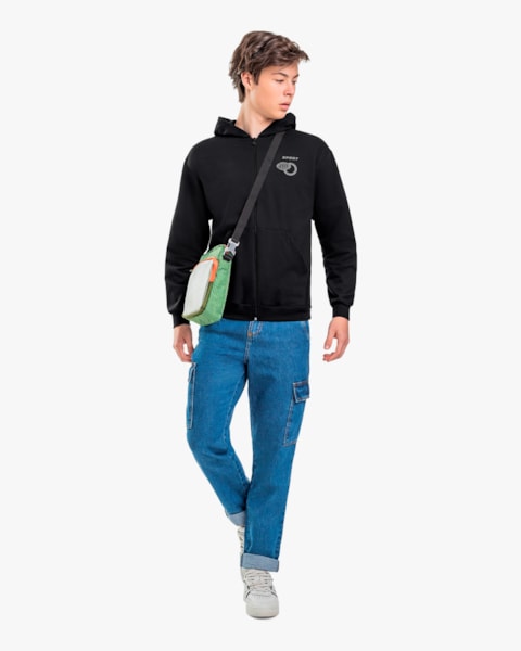 Jaqueta Juvenil Masculina em Moletom com Capuz - BaseD - Preto