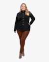Jaqueta Parka Feminina Plus Size em Moletom - Cereja Rosa  - Preto-eb8ef4e6-072a-488a-885b-79e734746b3c