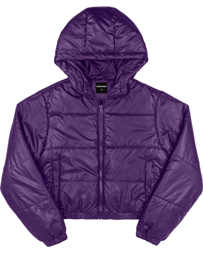 Jaqueta Puffer Feminina Cereja Rosa com Capuz-b3445593-42b7-4f2e-9d37-d8ec32663111