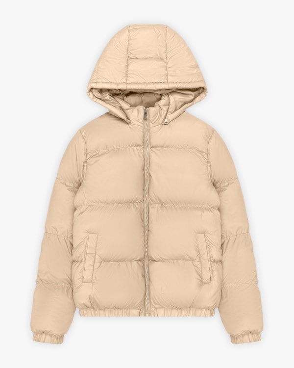 Jaqueta Puffer Feminina com Capuz Removível e Bolso - Cereja Rosa - Deserto