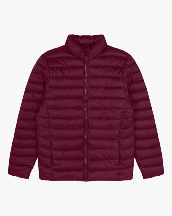 Jaqueta Puffer Feminina Plus Size Cereja Rosa Vinho