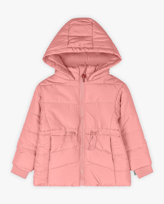 Jaqueta Puffer Infantil Menina com Capuz e Bolso - Kely Kety - Rosa-9b6ad43a-af64-4583-8f71-e24e90266fb7
