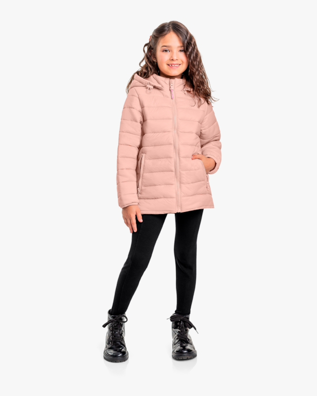 Jaqueta Puffer Infantil Menina com Capuz Removível - Kely Kety - Nude-10-e105d23c-c1f0-44ac-b0cd-a27658303649