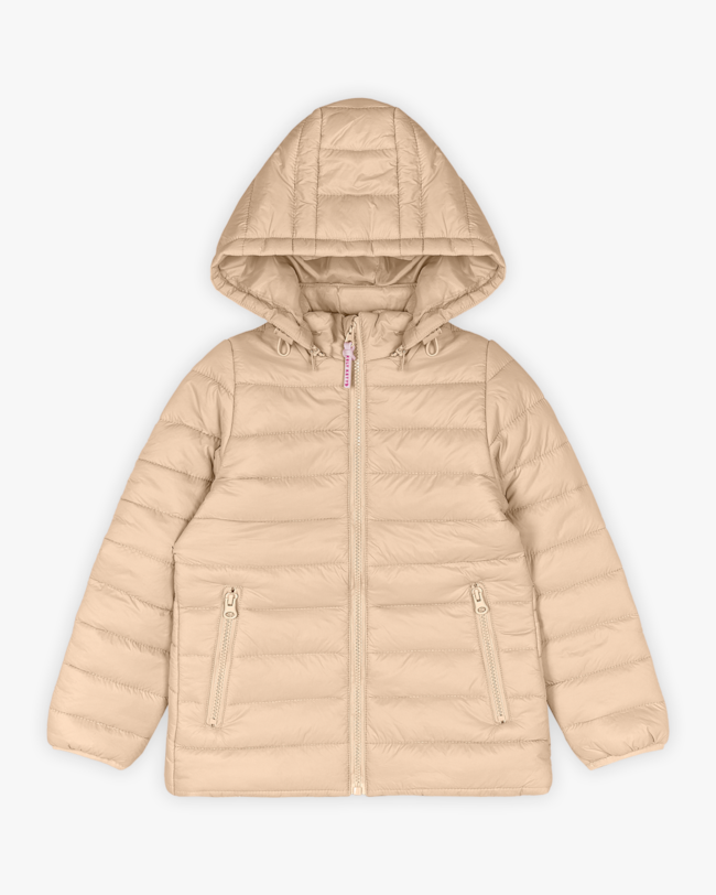 Jaqueta Puffer Infantil Menina com Capuz Removível - Kely Kety - Nude-6690e658-e859-4d06-ae67-5efd9d6fe4a6