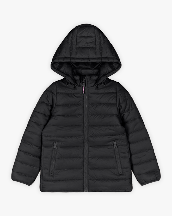 Jaqueta Puffer Infantil Menina com Capuz Removível - Kely Kety - Preto