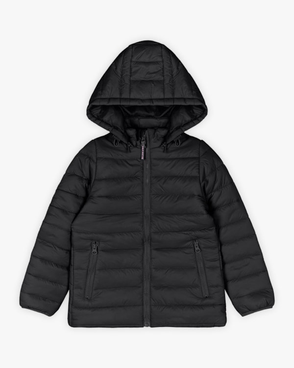Jaqueta Puffer Infantil Menina com Capuz Removível - Kely Kety - Preto