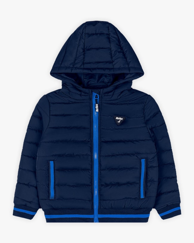 Jaqueta Puffer Infantil Menino com Capuz e Retilínea - ReiRex - Azul-bea4bfe7-b050-452b-b713-55486c45f1de