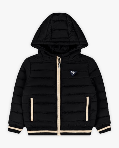 Jaqueta Puffer Infantil Menino com Capuz e Retilínea - ReiRex - Preto