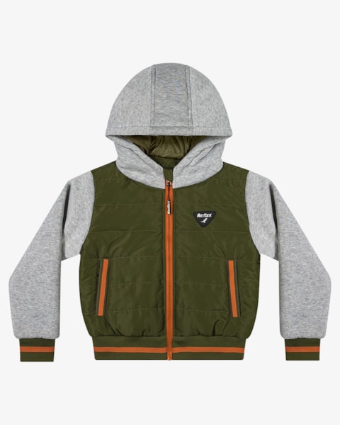 Jaqueta Puffer Infantil Menino com Capuz ReiRex- Oliveira