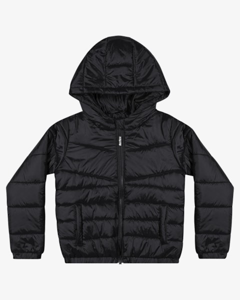 Jaqueta Puffer Infantil Menino com Capuz ReiRex - Preto