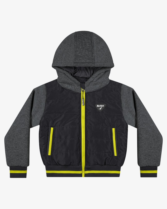 Jaqueta Puffer Infantil Menino com Capuz ReiRex - Preto-414c3923-3255-4dfc-8d3b-fbf7387cd7eb