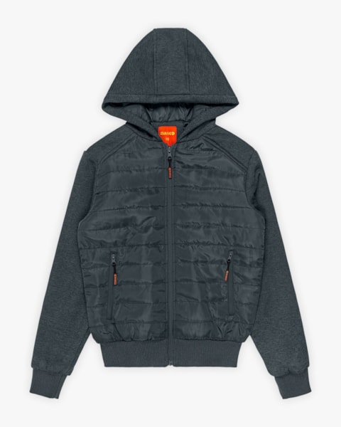 Jaqueta Puffer Masculina Juvenil com Mangas em Moletom - BaseD - Dark Mescla