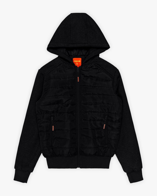 Jaqueta Puffer Masculina Juvenil com Mangas em Moletom - BaseD - Preto-20446e7c-7c63-4ee5-9e28-23eb09e6cf2c