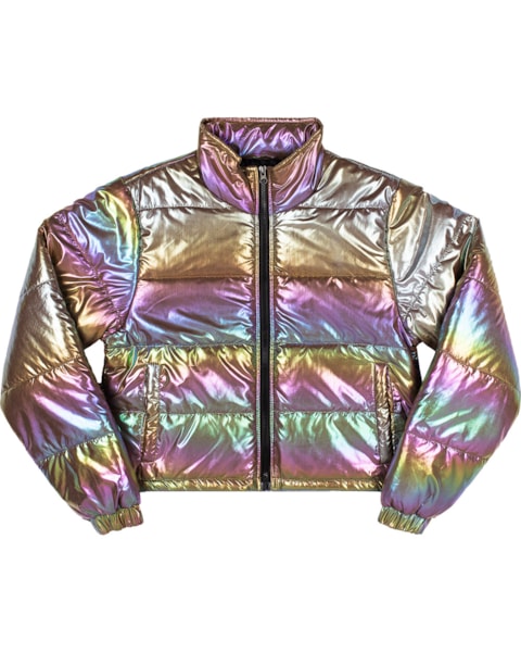 Jaqueta Puffer Menina Kely Kety Holográfica