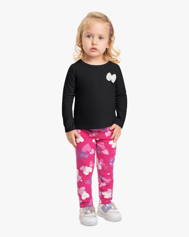Legging Infantil em Molecotton Estampado Kely Kety -Rosa-594551c8-17f0-41d6-95d9-ae4fa17793ee